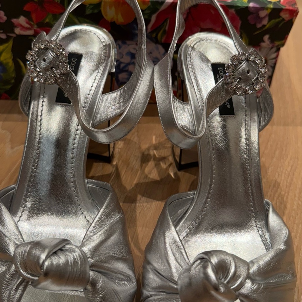 DOLCE & GABBANA Crystal Buckle Disco Ball Heels Sandals Pumps KEIRA 13379